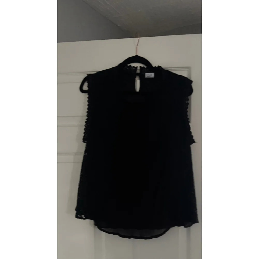 Women's Cozy Co Black Lace Pleated Blouse S‎ - Picture 4 of 6